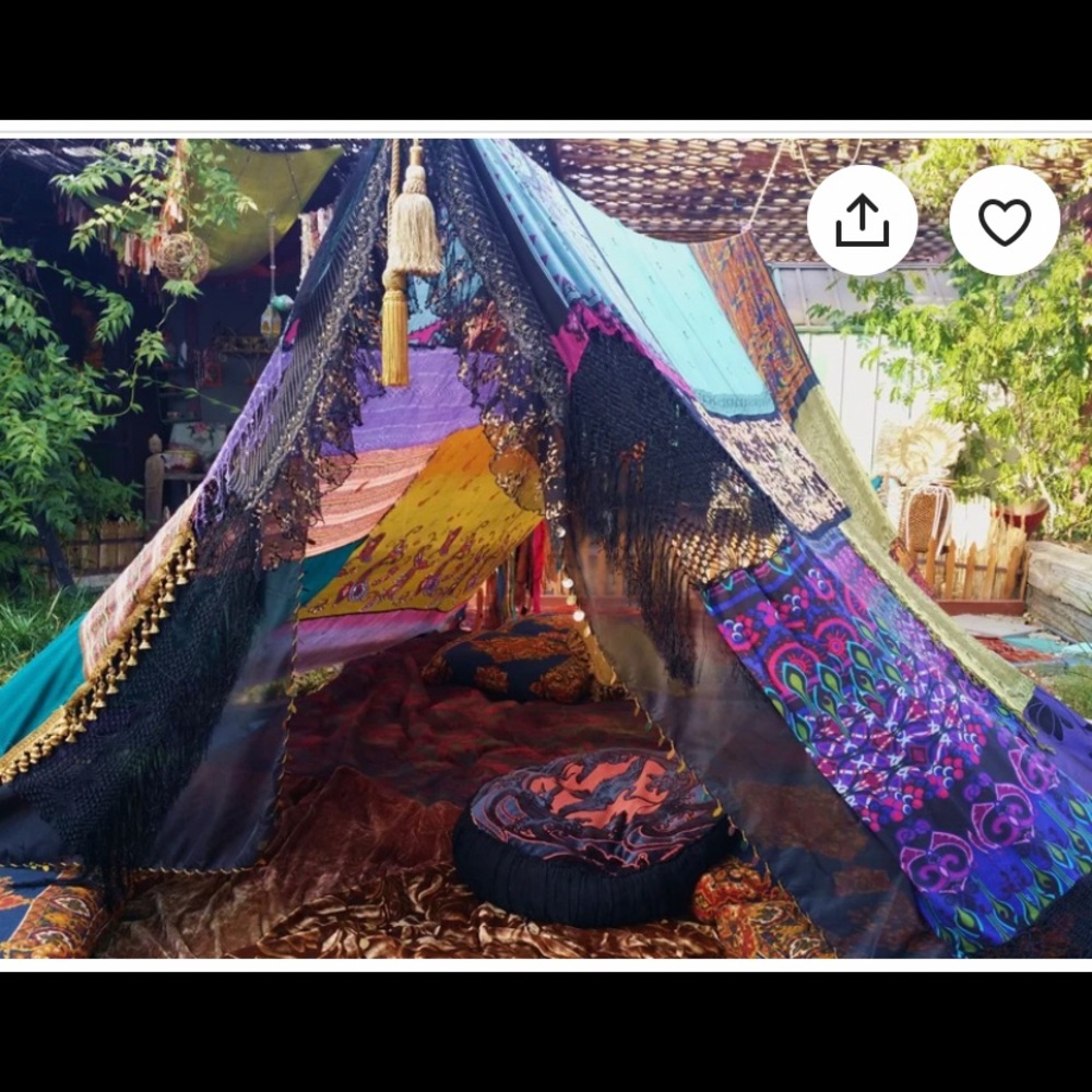 Boho / bohemian silk Gypsy witchy canopy tent for events and backdrops. Handmade
